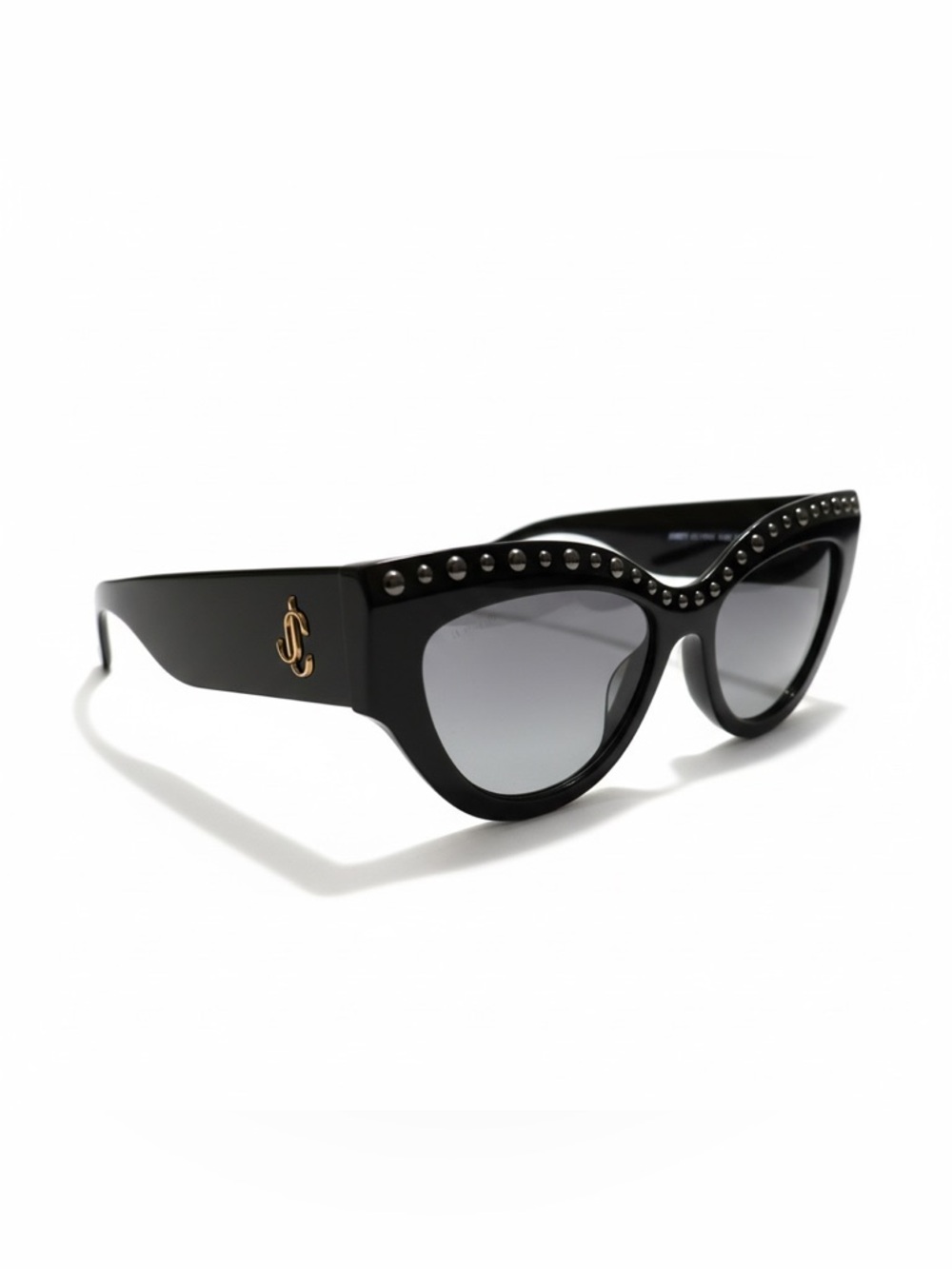 Jimmy Choo SONJA/G/S Crystal Cat Eye Sunglasses Black Gold Logo NEW Women